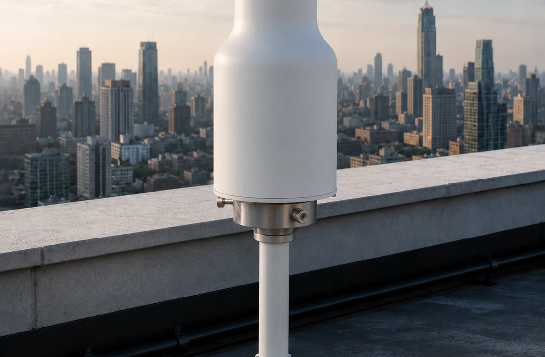 1500H precipitation gauge installation on an urban rooftop