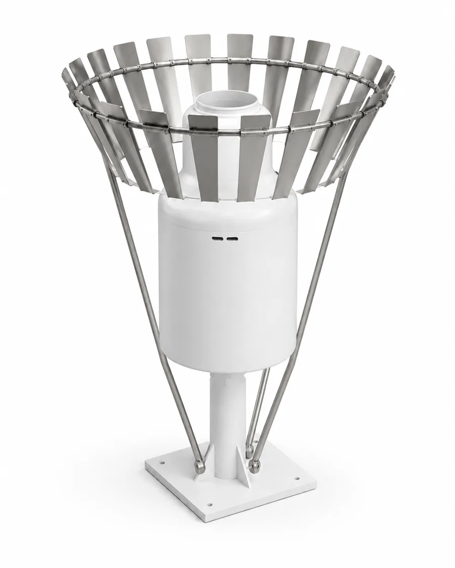 Alter-style wind shield fitted around the 1500H weighing precipitation gauge